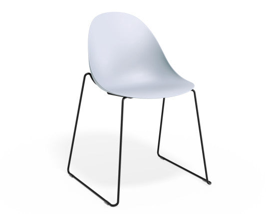 Pebble Chair Pale Blue with Shell Seat - Sled Stackable Base - Black