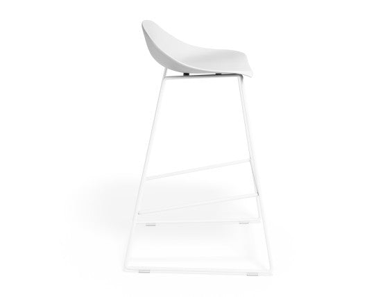 Pop Stool - White Frame and Shell Seat  - 65cm Kitchen Bench Seat Height
