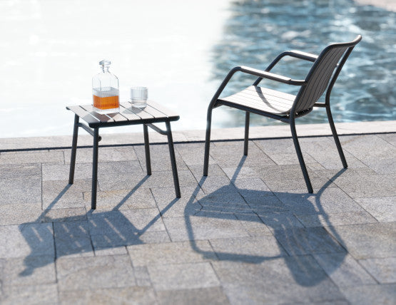 Roku Outdoor Low Stool Footrest in Matt Charcoal