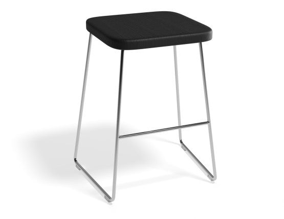 Hugo Low Stool - Chrome - Black Seat - 46cm Round Seat Black / Chrome Frame