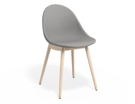 Pebble Fabric Light Grey Upholstered Chair - Pyramid Fixed Base - Black