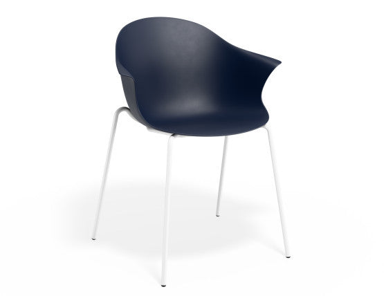 Pebble Armchair Navy Blue with Shell Seat - Pyramid Fixed Base