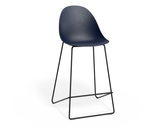 Pebble Navy Stool Shell Seat - Bar Stool 76cm Seat Height - White Frame