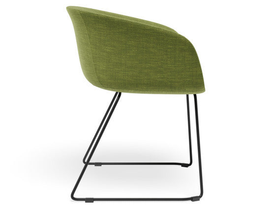 Lonsdale Armchair - Black Sled - Green Fabric