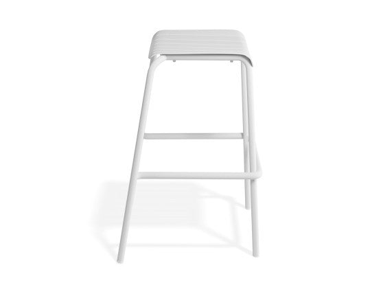 Roku Outdoor Backless Bar Stool in Matt White