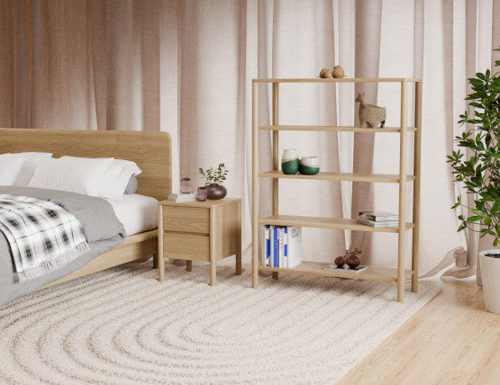 Nordica Large Bookshelf - 4 Tier - Solid Oak