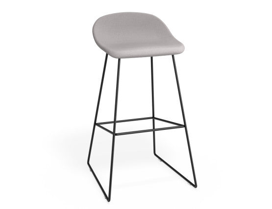 Pop Stool - Black Frame and Fabric Light Grey Seat - 65cm Kitchen Bench Seat Height