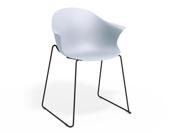 Pebble Armchair Pale Blue with Shell Seat - Pyramid Fixed Base