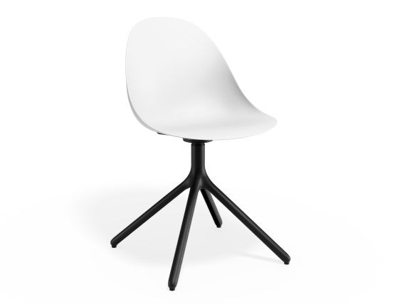 Pebble Chair White with Shell Seat - Sled Stackable Base - White