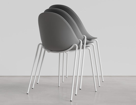 Pebble Chair Grey with Shell Seat - Sled Stackable Base - Black