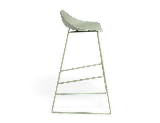 Pop Stool - Dusty Green Frame and Shell Seat  - 65cm Kitchen Bench Seat Height