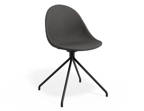 Pebble Fabric Dark Grey Upholstered Chair - Pyramid Fixed Base with Castors - Black