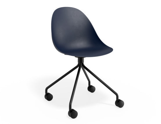 Pebble Chair Navy Blue with Shell Seat - Sled Stackable Base - White