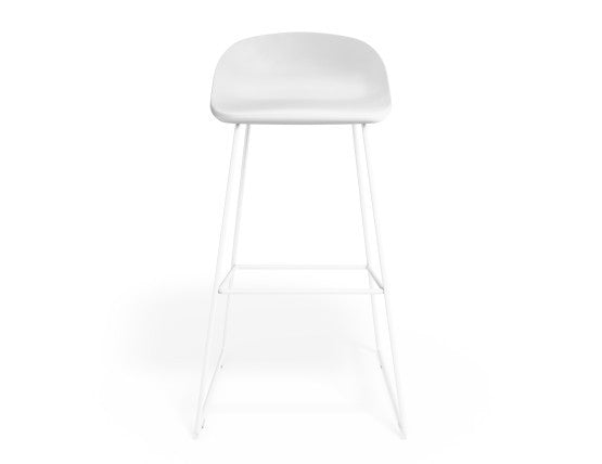 Pop Stool - White Frame and Shell Seat  - 65cm Kitchen Bench Seat Height