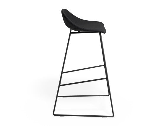 Pop Stool - Black Frame and Fabric Anthracite Seat - 75cm Commercial Bar Height