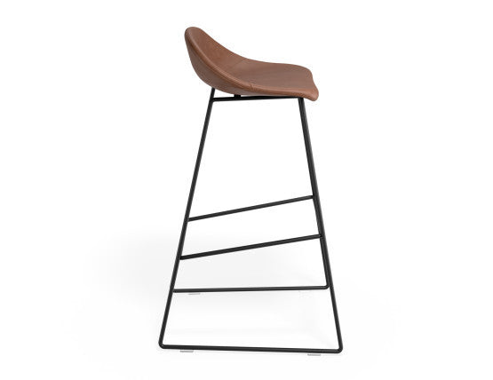 Pop Stool - Black Frame and Upholstered Vintage Tan Seat - 75cm Commercial Bar Height