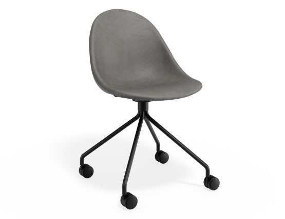 Pebble Chair Grey Upholstered Vintage Seat - 4 Post Base - White
