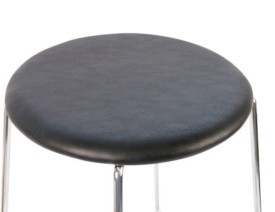 Hugo Low Stool - Chrome - Vintage PU Seat - 46cm Round / Vintage Grey PU Seat