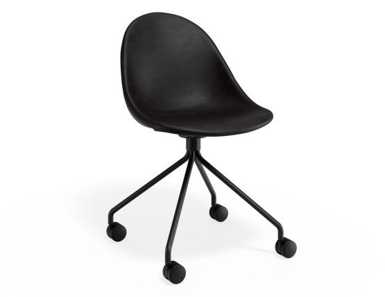 Pebble Chair Black Upholstered Vintage Seat - 4 Post Base - Black