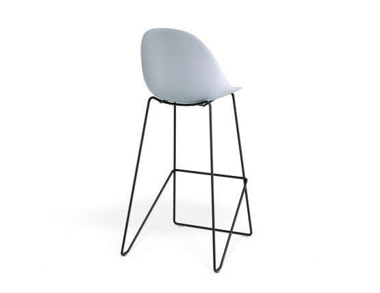 Pebble Blue Stool Shell Seat - Counter Stool 65cm Seat - Black Base