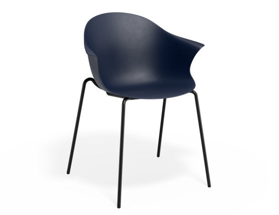 Pebble Armchair Navy Blue with Shell Seat - Pyramid Fixed Base