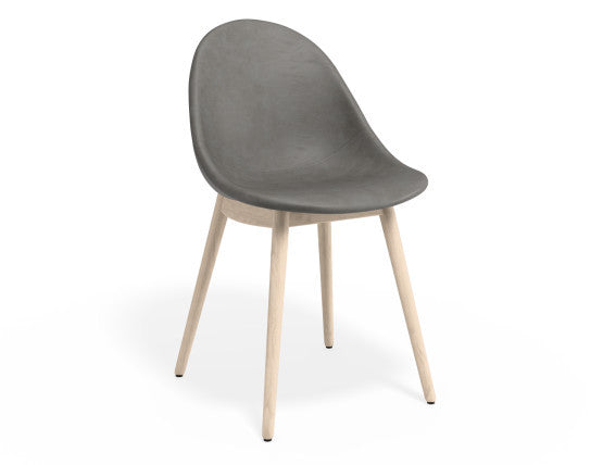 Pebble Chair Grey Upholstered Vintage Seat - 4 Post Base - White