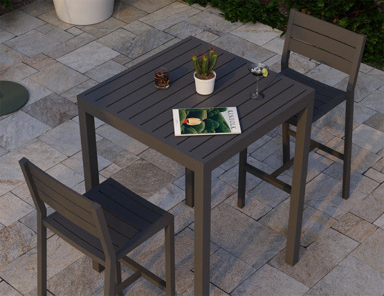 Halki Table - Outdoor - High Bar - Matt Charcoal 77 x 77cm