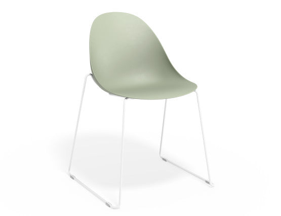 Pebble Chair Mint Green with Shell Seat - Pyramid Fixed Base with Castors - Black