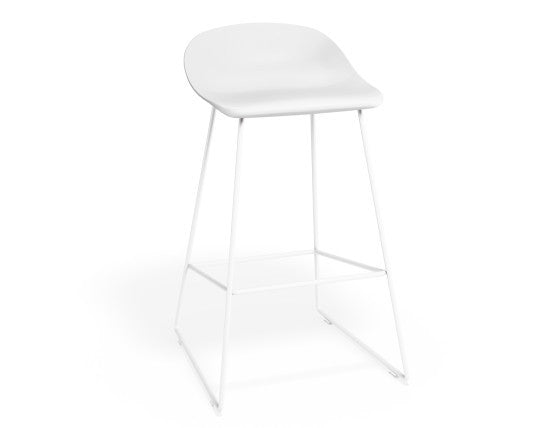 Pop Stool - White Frame and Shell Seat  - 65cm Kitchen Bench Seat Height