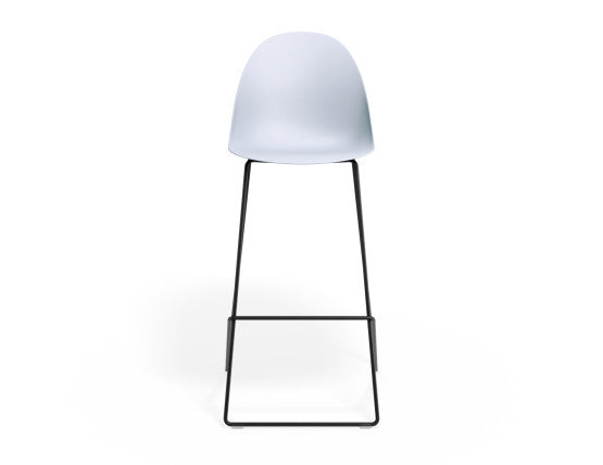 Pebble Blue Stool Shell Seat - Counter Stool 65cm Seat - Black Base