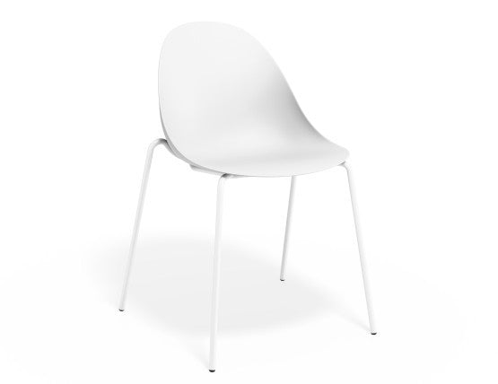 Pebble Chair White with Shell Seat - Sled Stackable Base - White