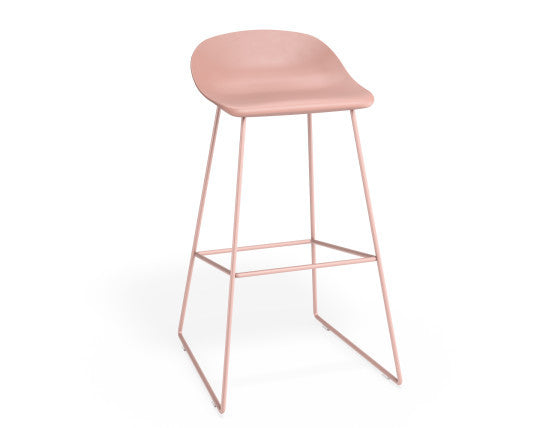 Pop Stool - Soft Pink Frame and Shell Seat  - 65cm Kitchen Bench Seat Height