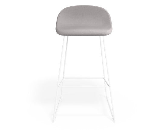 Pop Stool - White Frame and Light Grey Fabric Seat  - 65cm Kitchen Bench Seat Height