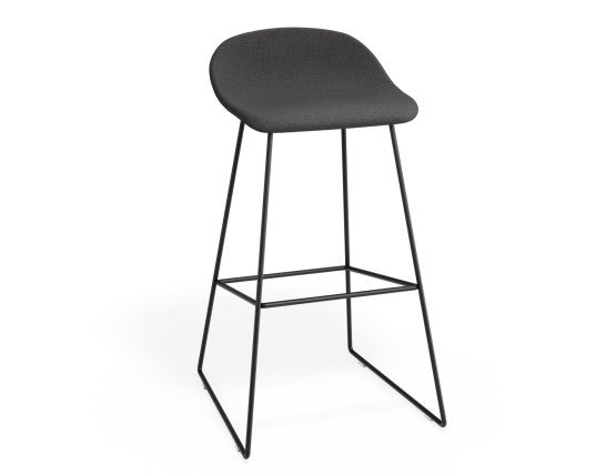 Pop Stool - Black Frame and Fabric Grey Seat - 65cm Kitchen Bench Seat Height