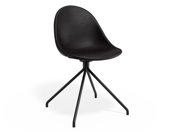 Pebble Chair Black Upholstered Vintage Seat - 4 Post Base - Black