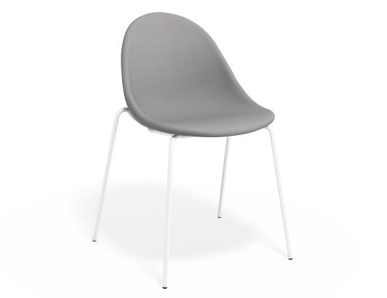 Pebble Fabric Light Grey Upholstered Chair - Pyramid Fixed Base - Black