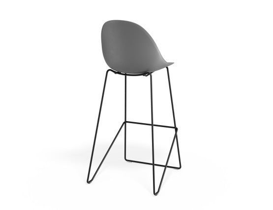 Pebble Grey Stool Shell Seat - Counter Stool 66cm Seat Height - Black Frame