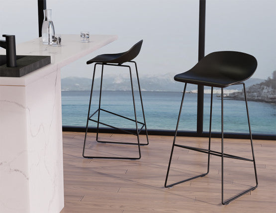 Pop - Black Frame and Black Shell Seat  - 65cm Kitchen Bench Seat Height