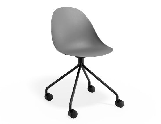 Pebble Chair Grey with Shell Seat - Sled Stackable Base - Black