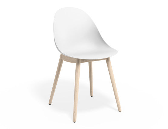 Pebble Chair White with Shell Seat - Sled Stackable Base - White
