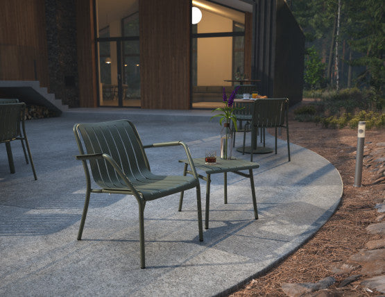 Roku Outdoor Low Stool Footrest in Matt Eucalyptus Green