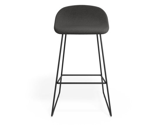 Pop Stool - Black Frame and Fabric Grey Seat - 65cm Kitchen Bench Seat Height