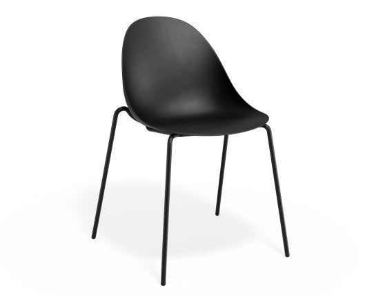Pebble Chair Black with Shell Seat - 4 Post Stackable