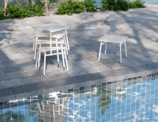 Roku Outdoor Low Stool Footrest in Matt Charcoal