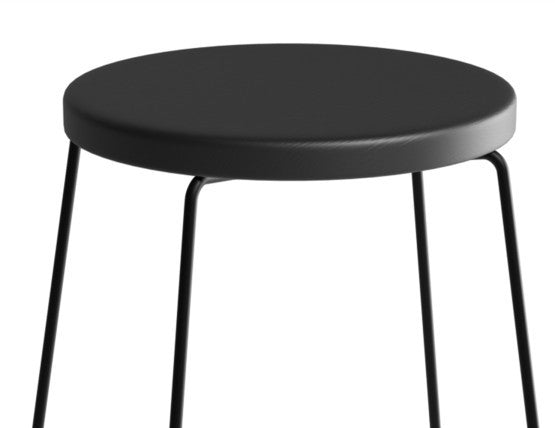 Hugo Low Stool - Black - Black Seat - 46cm Low Stool Round Black Seat