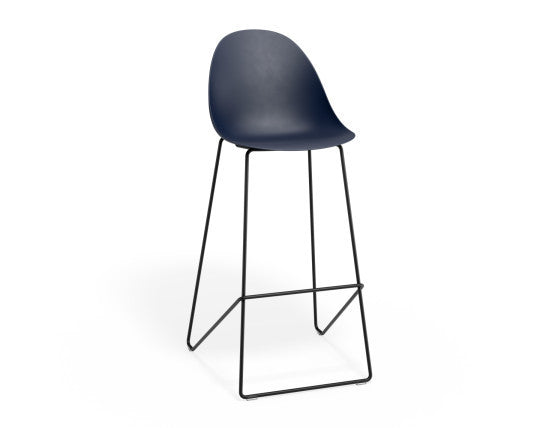 Pebble Navy Stool Shell Seat - Bar Stool 76cm Seat Height - White Frame