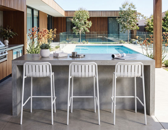 Roku Outdoor Bar Stool in Matt White
