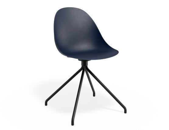 Pebble Chair Navy Blue with Shell Seat - Sled Stackable Base - White