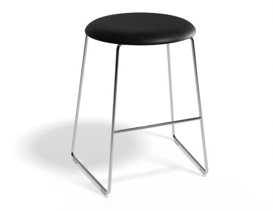 Hugo Low Stool - Chrome - Vintage PU Seat - 46cm Round / Vintage Grey PU Seat