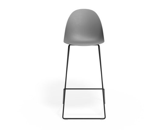 Pebble Grey Stool Shell Seat - Counter Stool 66cm Seat Height - Black Frame